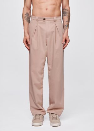 Dusty Blush Polyviscose Pleated Wide Leg Pants